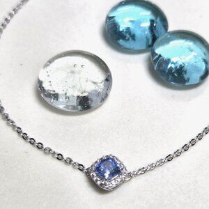 Authentic Swarovski Blue & Clear Crystal Sliding Bracelet Minimalist Solitaire